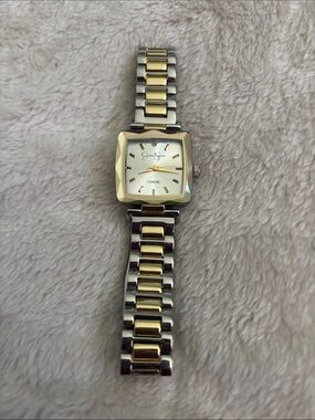 Two-Tone Square Face Wristwatch - Gold & Silver